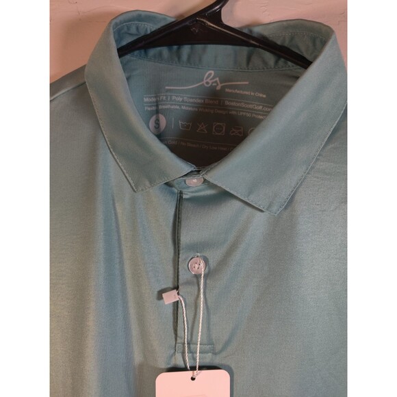Boston Scott GEN 1 Mens Golf Polo NWT Green Blue S Athletic MSRP $79 - Picture 4 of 7